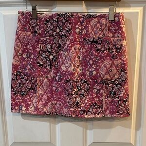 Free People Floral Patchwork Mini Skirt in Pink and Purple